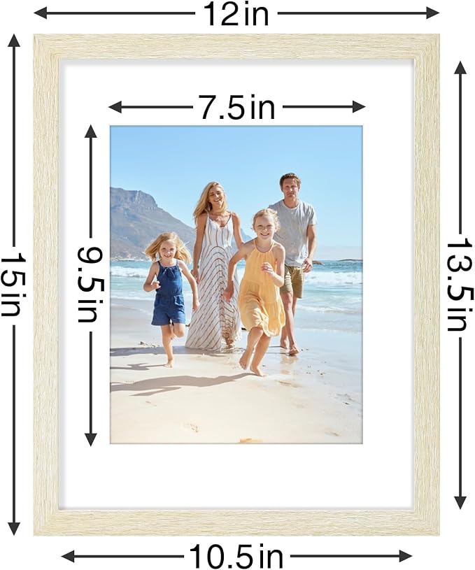Vittanly 11x14 Picture Frames Set of 9 for Wall Mounting, Cornsilk | Display Pictures 8x10 with Mat or 11x14 without Mat, Engineered Wood with Shatter Resistant Plexiglass, Gallery Photo Frames