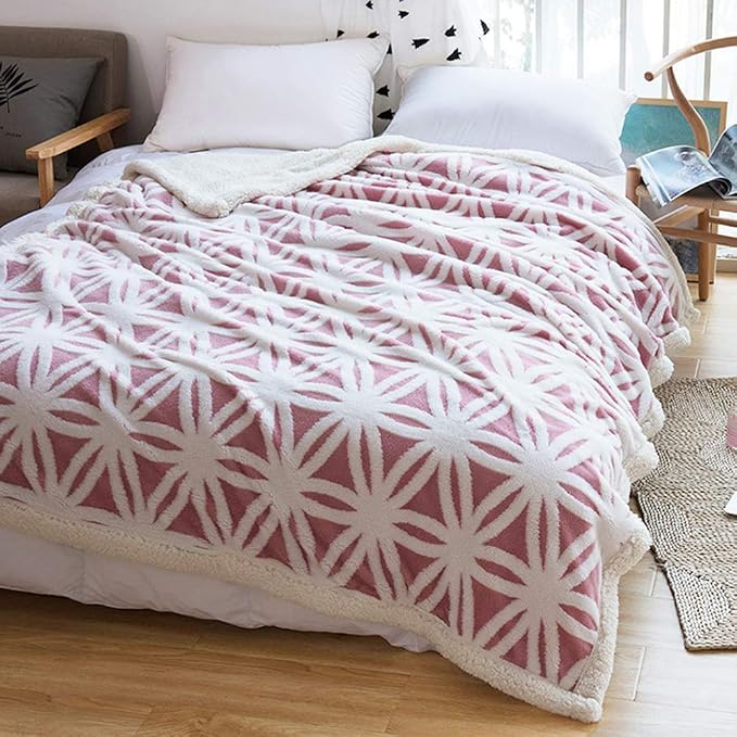 LOMAO Sherpa Fleece Blanket Gifts for Mom Dad Cozy Soft Throw Blanket for Women Men Birthday Gifts Dual Sided Couch Sofa Bed Blanket (Pink, 60''x 80'')
