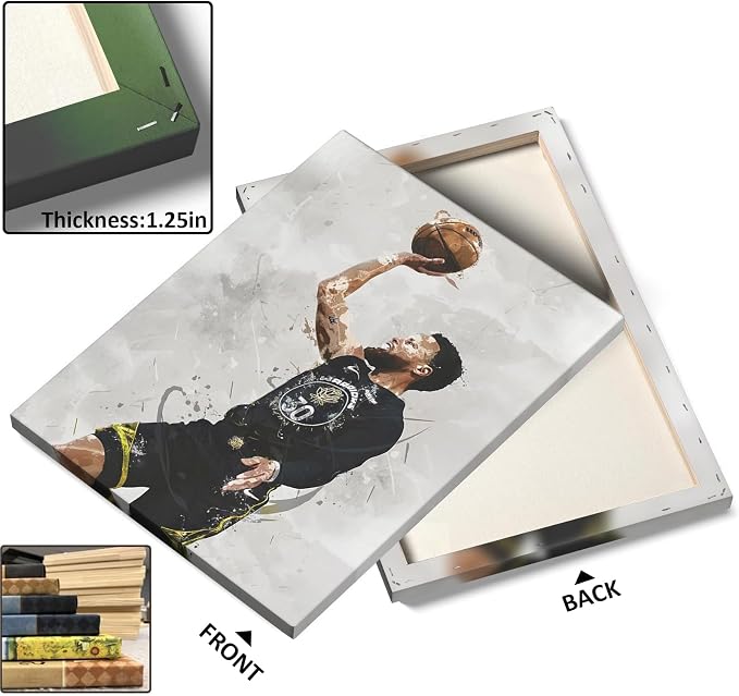 Stephen Curry Basketball Canvas Wall Art, Sports Player Poster, 12x16 Inch | Abstract splash ink athletic artwork, motivational sports wall decor for teen boys room, bedroom, living room, gym or office