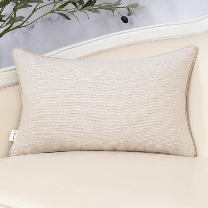 Yangest Neutral Floral Pillow Cover 12 x 20 Inches, Vintage Chenille Rectangle Throw Pillow Cover Soft Decorative Farmhouse Accent Couch Pillow Cover for Living Room Bedroom, Beige