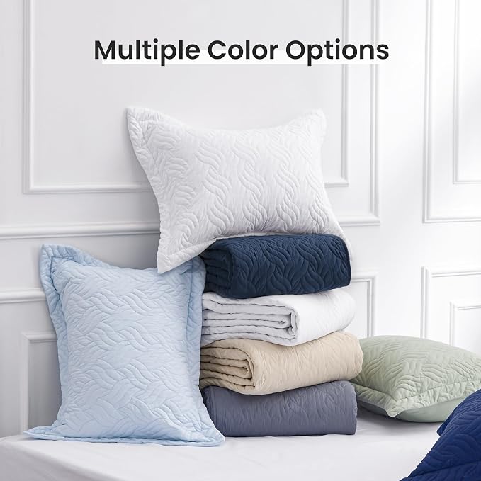 Love's cabin California King Size Quilt Bedding Set Navy Bedspread - Cal King Summer Lightweight Bedspread Comforter - Wave Pattern Coverlet for All Season - 3 Pieces (1 Quilt, 2 Pillow Shams)