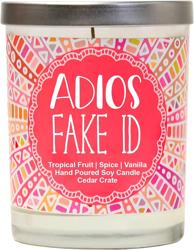 21st Birthday Gifts for Women - Adios Fake ID | Funny Birthday Gifts for Daughter, Sister, Best Friend, 21st Wine Glass Decorations, Rip Fake ID, 21 Year Old Tumbler - 15 Oz, Made in USA