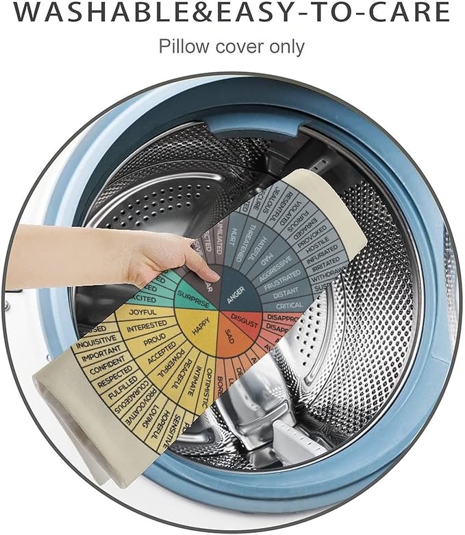 AIZAWA Wheel of Emotions Feelings Velvet Throw Pillow Covers Cozy Square Throw Pillowcases Home Decoration for Bed Couch Sofa Living Room Cushion Covers 18X18 White