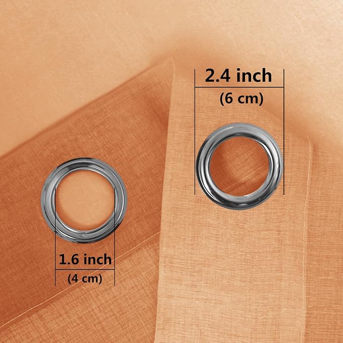DWCN Faux Linen Ombre Sheer Curtains - Fall Gradient Semi Voile Curtains for Bedroom and Living Room, Set of 2 Grommet Top Window Curtain Panels, 52 x 72 Inches Long, Sunset Orange