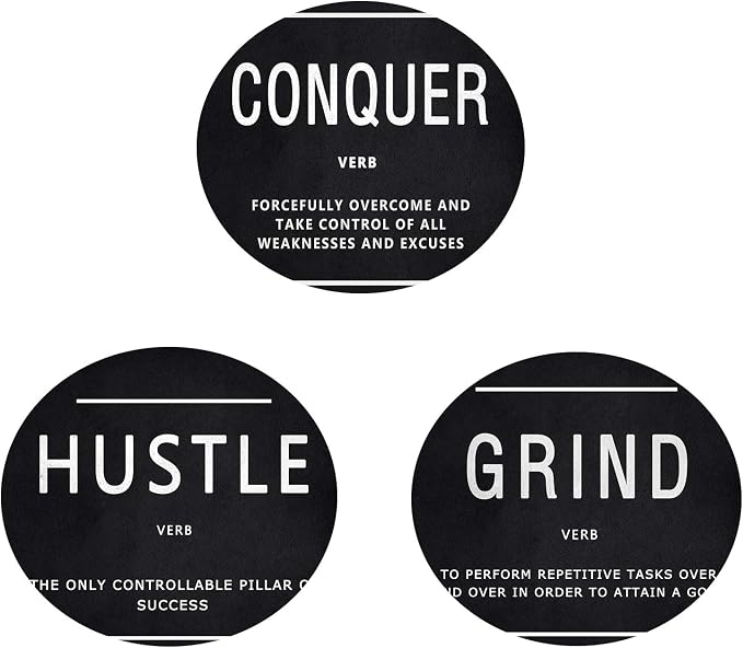 KAWAHONE Grind Hustle Conquer Wall Art, Success Canvas Painting Wall Decor Motivation Poster Framed Inspiration Quotes Picture Positive Wall Hanging for Home Office Workplace -16" Wx 24" Hx 3 PCS