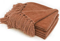 RECYCO Chenille Throw Blanket for Couch, 60"x80", Rust | Super Soft Knit Throw Blanket with Fringe Tassels, Lightweight Knitted Throw, Cozy, Ideal for Sofa Chair Bed Living Room Gift