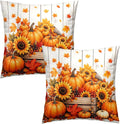 Fall Sunflower Pumpkin Pillow Covers Autumn Maple Leaf Throw Pillow Covers 22x22 Set of 2 Thanksgiving Pillow Cases Harvest Cushion Cases for Home Farmhouse Sofa Couch Garden