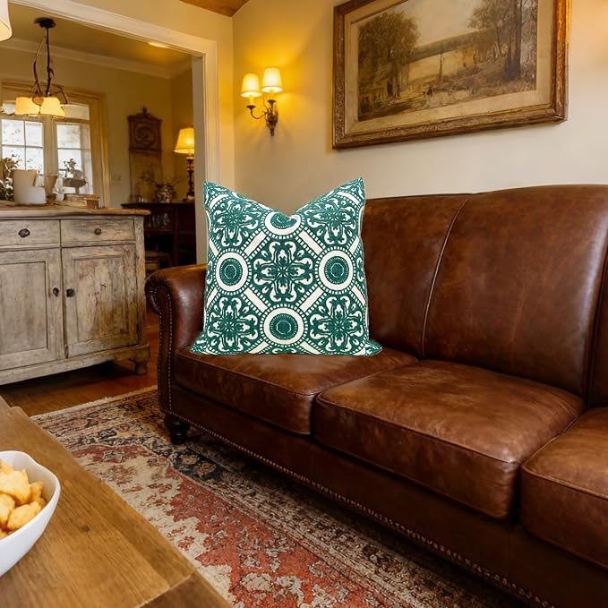 Slow Cow Embroidery Decorative Throw Pillow Cover Cushion Cover for Couch Sofa Bedroom Flower Pattern Pillowcase Accent Pillow Cover 18 x 18 Inches