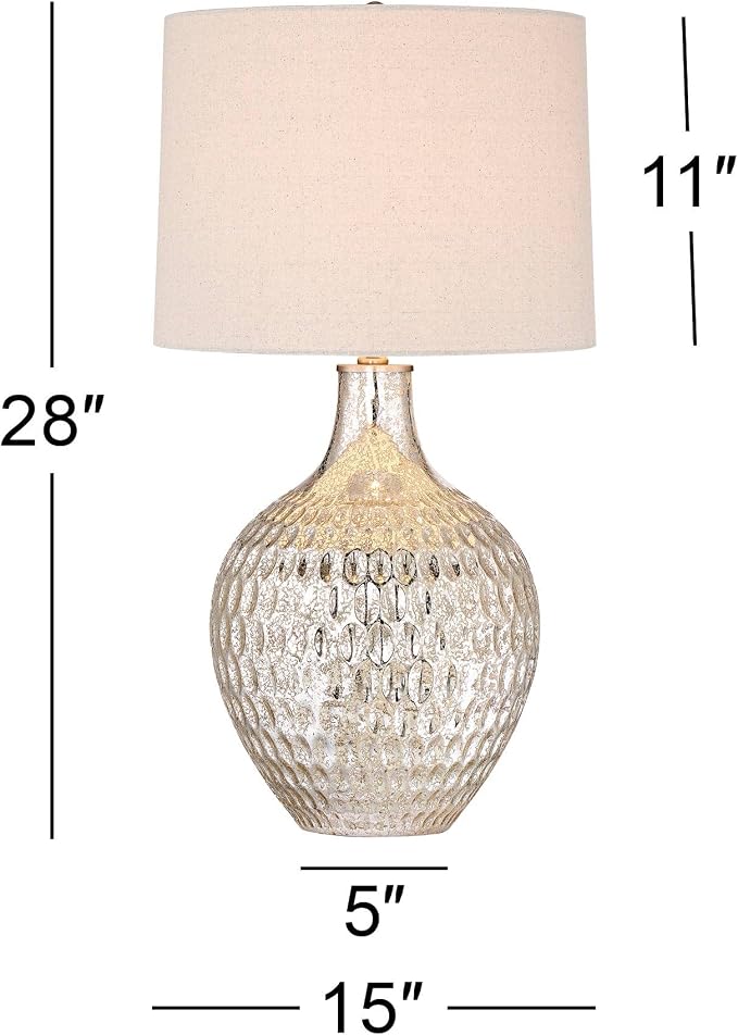 Waylon 28" Tall 3-Way Table Lamp Silver Mercury Glass Table Top Dimmer