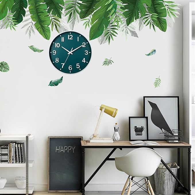 HZDHCLH 12 Inch Silent Wall Clock Battery Operated Non Ticking Dark Green | 12 inch Silent Non Ticking Modern Wall Clock for Living Room Bedroom Kitchen Office Classroom Decor