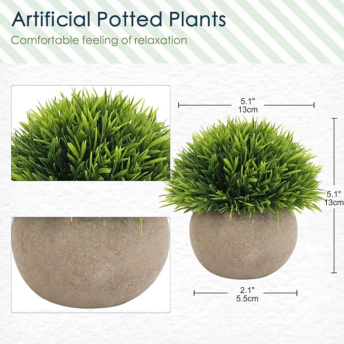 Briful Small Fake Plants Faux Potted Plant Mini Artificial Plants for for Home Table Office Room Desk Bathroom Shelf Kitchen Farmhouse Mantel Decoration