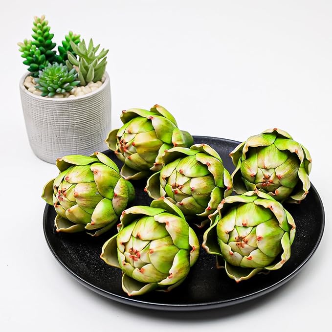 6pcs Small Faux Artichokes Decoration, Green Artificial Artichoke
