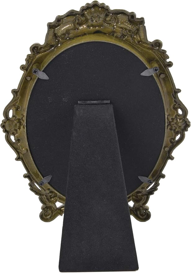 Vintage Vanity Makeup Mirror for Desk - Antique Small Table Decor, Red | Art Nouveau Decorative with Stand, Frame for Tabletop Office Bedroom Furniture Room Bathroom Home Wall Dresser Accessories