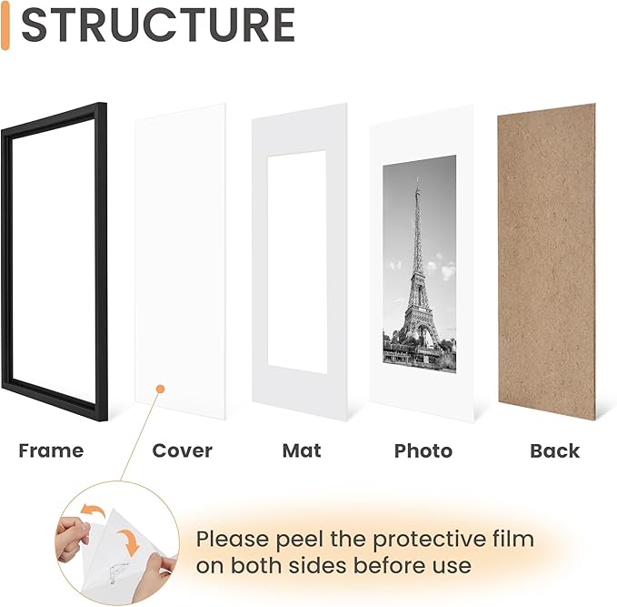upsimples 20x28 Picture Frame, Gallery Wall Frames Set of 5, Black | Poster Frame Collage Wall Decor, 16x24 Picture Frame with Mat for Family, Puzzle, Hallway, Christmas
