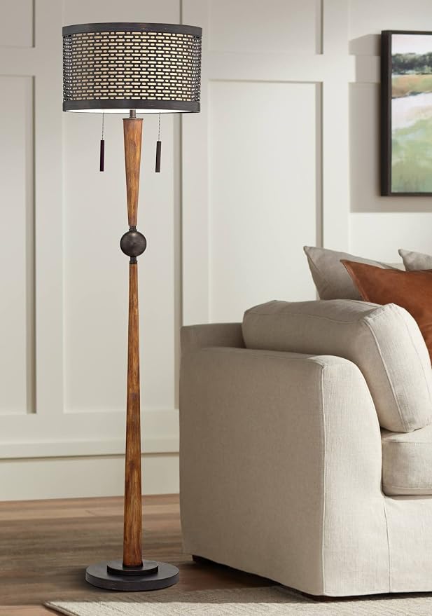 Franklin Iron Works Hunter 64" Tall Rustic Modern Floor Lamp Living Room