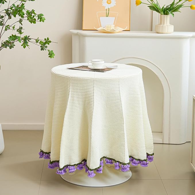 Longhui bedding Hand Crochet Lily of the Valley Blanket, 60” Floral Throw Afghan, Delicate Gift Symbolizing Happiness for Women, Her, Mom - Perfect for Mother‘s Day & Weddings