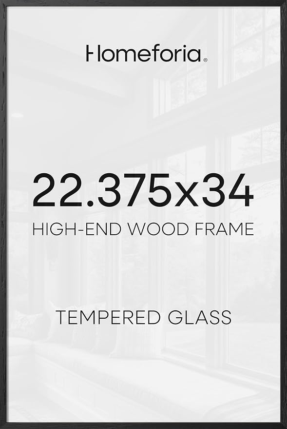 Homeforia 22.375x34 Black Oak Puzzle Poster Frame, High-End Wood, Glass