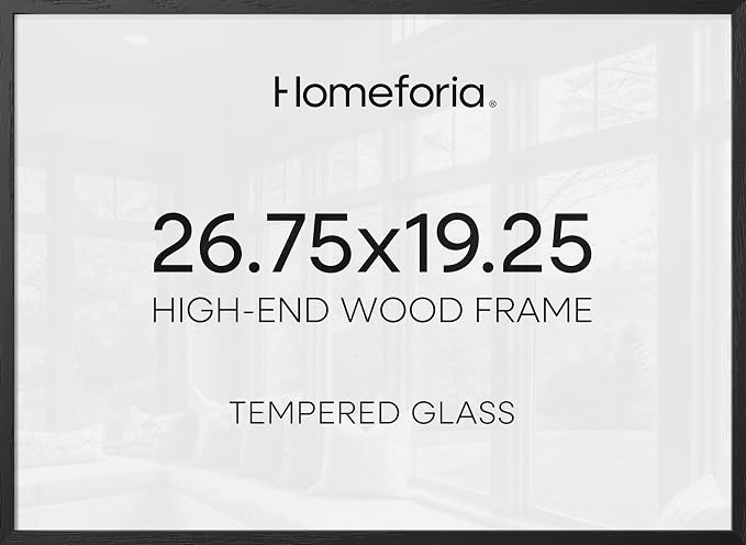 Homeforia 26.75x19.25 Black Oak Puzzle Picture Frame, High-End Wood, Glass