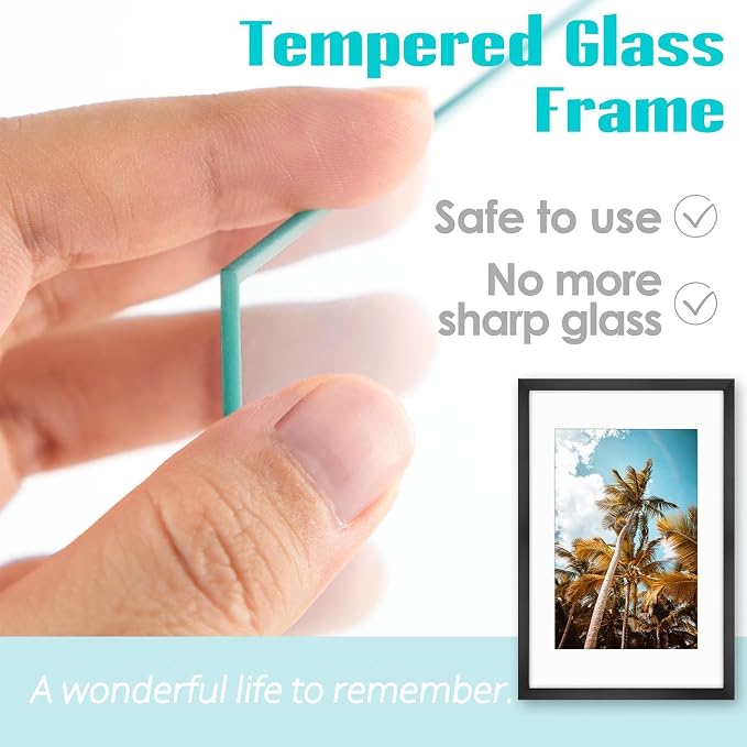 Frametory 16x24 Black Picture Frame with Real Glass Mat for 12x18