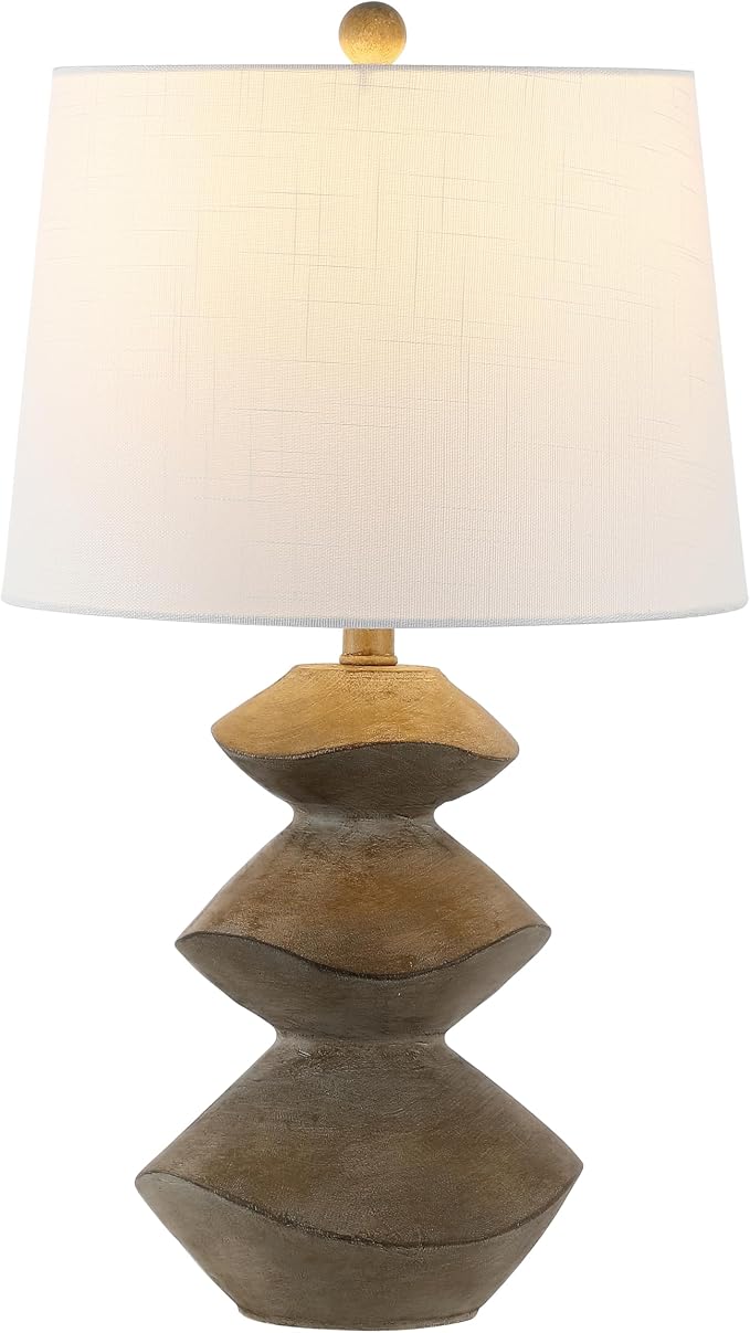 JONATHAN Y Laken 24.5" 3-Stack Cairn LED Table Lamp, Brown Wood Finish