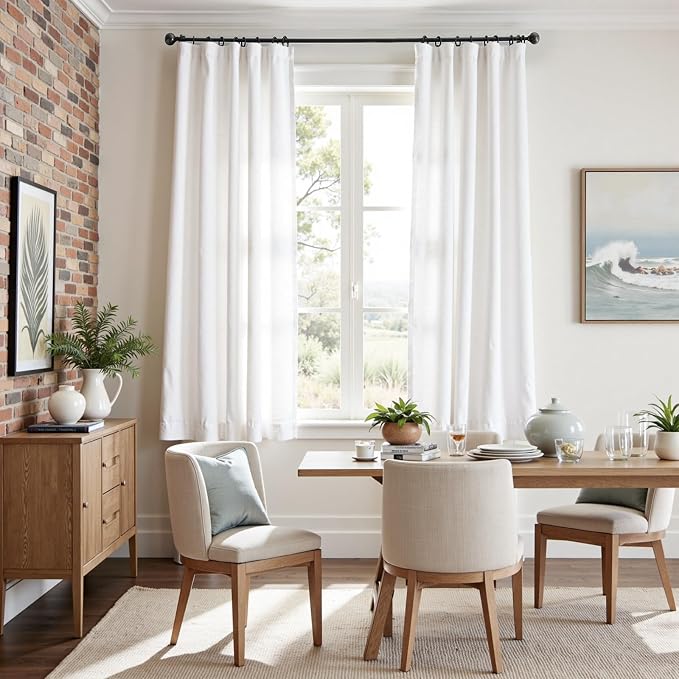 jinchan Linen Curtains Light Filtering Back Tab 50x72 Inch 2 Panels White | Semi Sheer Curtains 72 inch length for Bedroom Living Room, Modern Farmhouse Drapes with Rod Pocket, Natural Boho Curtains