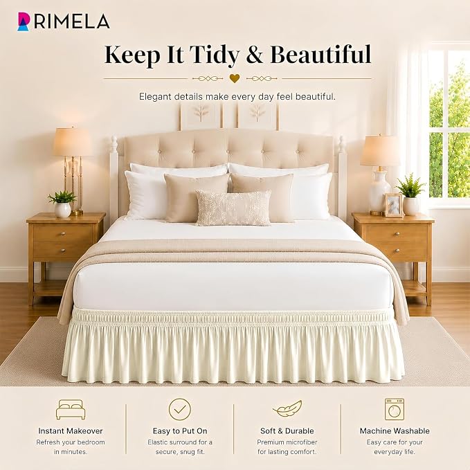 Butter Yellow Full Bed Skirt 15 Inch Drop Elastic Dust Ruffle