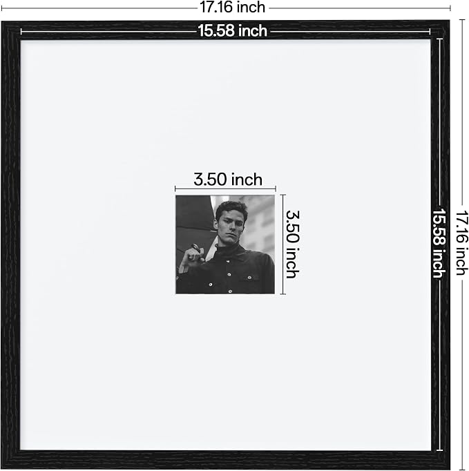 eletecpro Picture Frames Set of 9, 16x16 in, Acrylic Cover, Black | Display 4x4 with Mat or 16x16 without, Square Gallery Collage, Wall Mount, Minimalist Home Decor, Engineered Wood