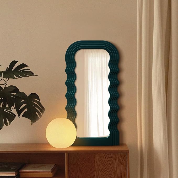 14x28 Arch Wall-Mounted Mirror for Girl Teen Bedroom,Dark Green | Soft Flocking Touch,Funky Decorative Mirrors for Home Office Living Room,Mid-Century Modern Home Decor for Christmas Gift