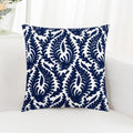 HWY 50 Navy Blue Decorative Throw Pillow Covers 18x18 Inch (1 Piece), Embroidered Cotton Farmhouse Cushion Cover Pillow Case for Sofa Couch Living Room Bed Bedroon, Floral Branches