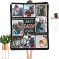 Gifts for Dad Custom Blanket with Photo, Make a Personalized Father's Day Blankets with Picture to My Dad, Customized Memories Souvenir Throws for Best Daddy Ever, 8 Collage Made in USA