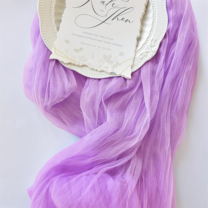 Lilac Cheesecloth Table Runner Cheese Cloth Wedding Birthday Party Decor | 10Ft Summer Rustic Boho Gauze Farmhouse Bridal Baby Shower Holiday Dining Tea Party Home Table Decorations 4 Pack