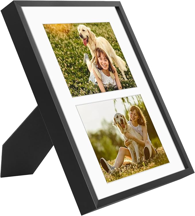 Golden State Art 8x10 Collage Frame w/Mat for 2 4x6 Photos Black 2 Pack