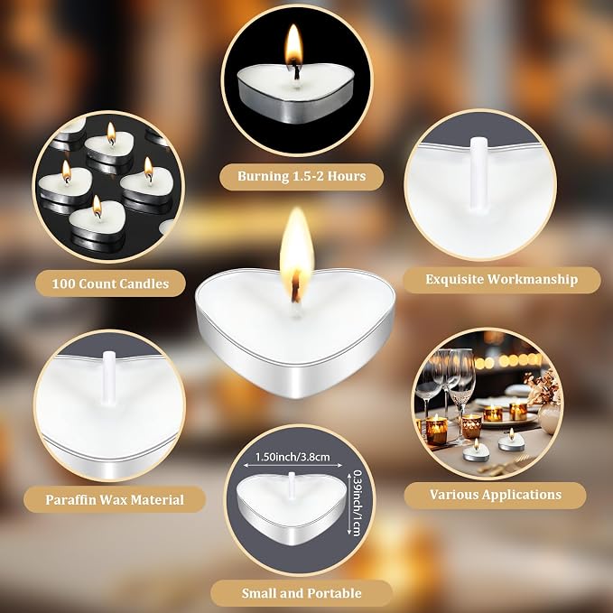 Threlaco 50 Sets Wedding Favors for Guests Bulk Mini Heart Shaped Candles Wedding Party Favors for Guests with Thank You Cards and Organza Bags Bridal Shower Party Souvenir Candle Gifts