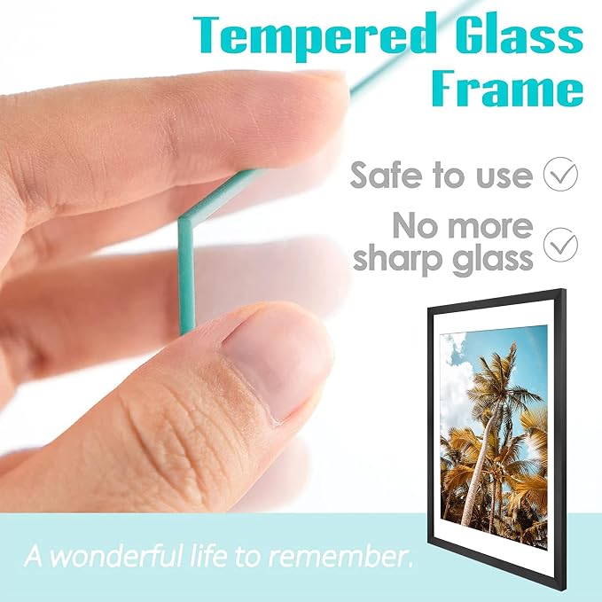 Frametory 18x24 Black Picture Frame with Real Glass Mat for 16x20