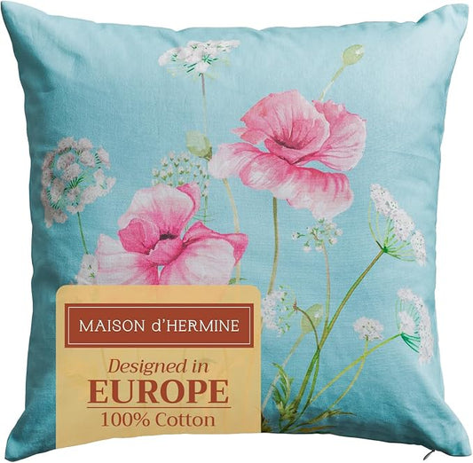 Maison d' Hermine Throw Pillow Covers 100% Cotton (20" x 20" - Pack of 1)