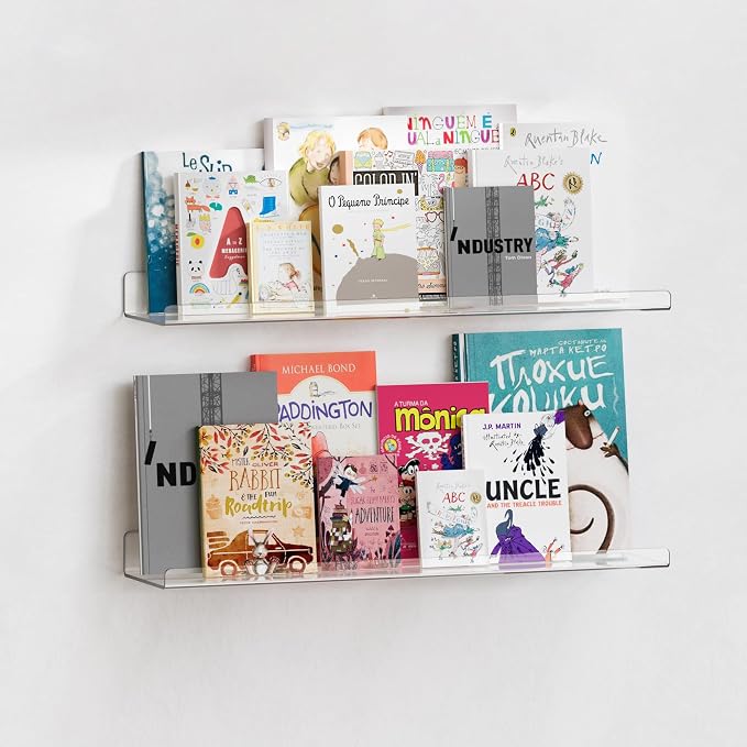 upsimples 23.6" Acrylic Shelves for Wall Storage and Organizer, 2 Pcs