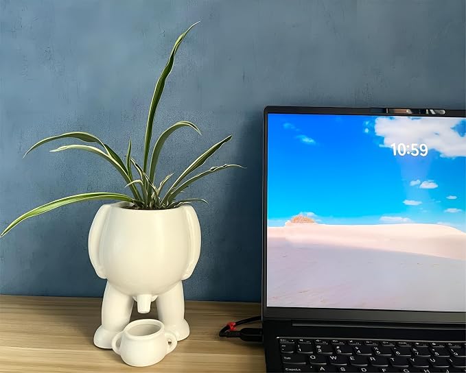Creative Ceramic Human Shape Planter Funny Penis Planter with Drainage, Stylish Peeing Pot For Indoor/Outdoor Positive Penis Gifts Piss Succulent Plant Pot Gift for Father Friends Family (White)