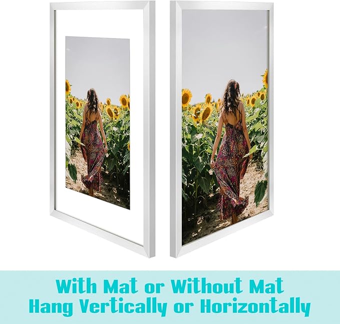 Frametory 3 Pack 16x24 Silver Picture Frame with Real Glass Mat for 12x18