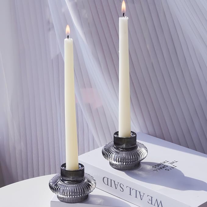 VOHO Smoky Grey Taper Candle Holders Set of 6, Candle Sticks Holder Decor