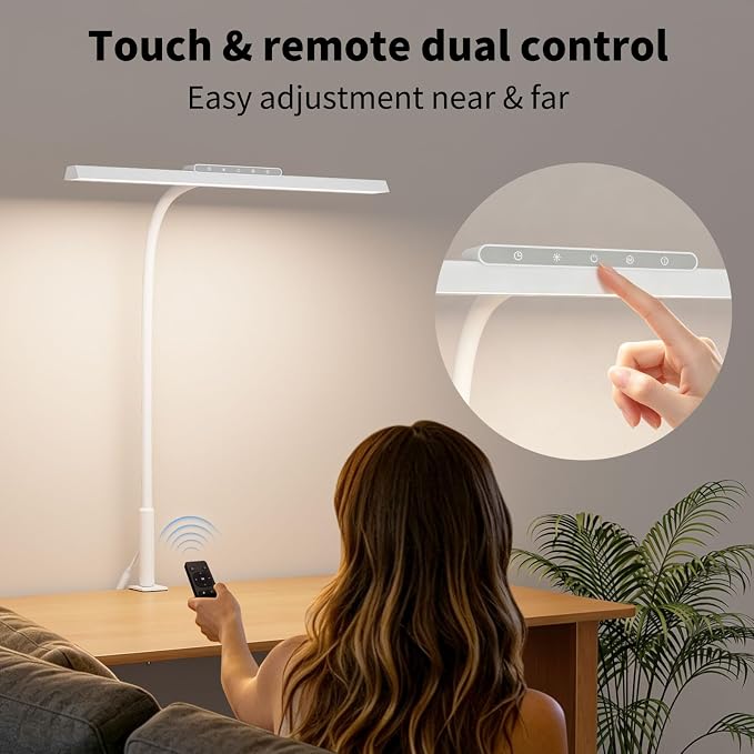 18W LED Desk Lamp with Clamp, 16.5" Gooseneck, 3 Color Dimmable