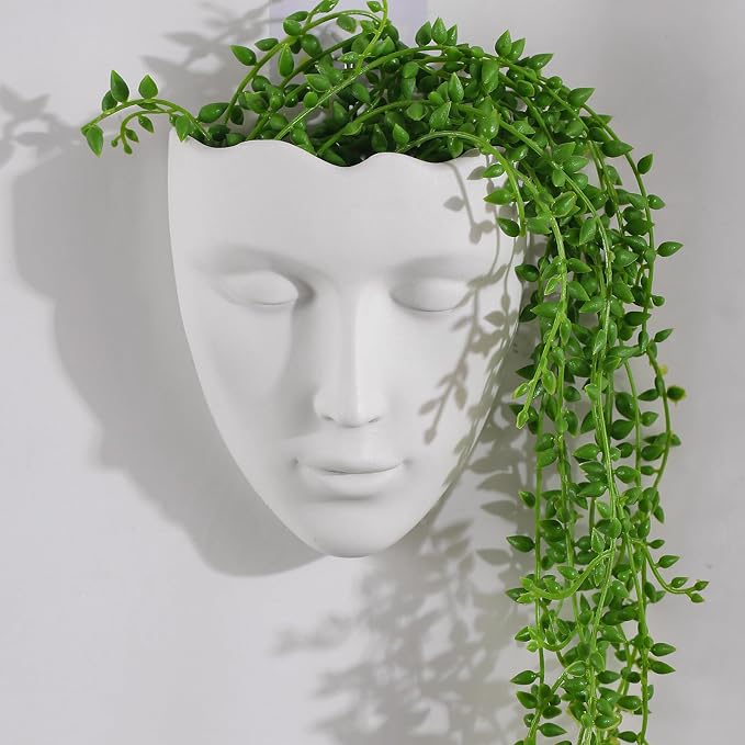 Ceramic White Face Vase, Drainage Hole, Modern Design, Suitable for Home, Office, Outdoor Decor