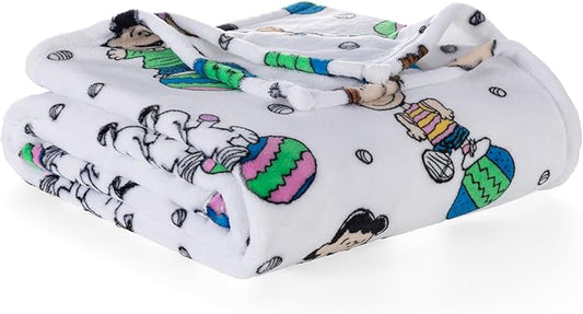 Berkshire Peanuts® VelvetLoft® Cute Character Snoopy Plush Blanket,Easter Gang 2025 White,King 90 in x 108 in (Official Peanuts® Product)