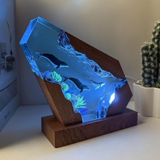 Handmade Humpback Whale Ocean Resin Lamp