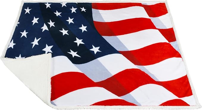 Catalonia Patriotic American Flag Throw Blanket for Veteran and Citizenship | USA Flag Home Decor for Sofa and Bed, Gift for Military Families, 4th of July and Memorial Day, 50 x 60 Inch, Sherpa Fleece