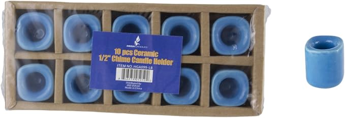 Mega Candles 10 pcs Light Blue Ceramic Chime Ritual Spell Candle Holders, Great for Casting Chimes, Rituals, Spells, Vigil, Witchcraft, Wiccan Supplies & More