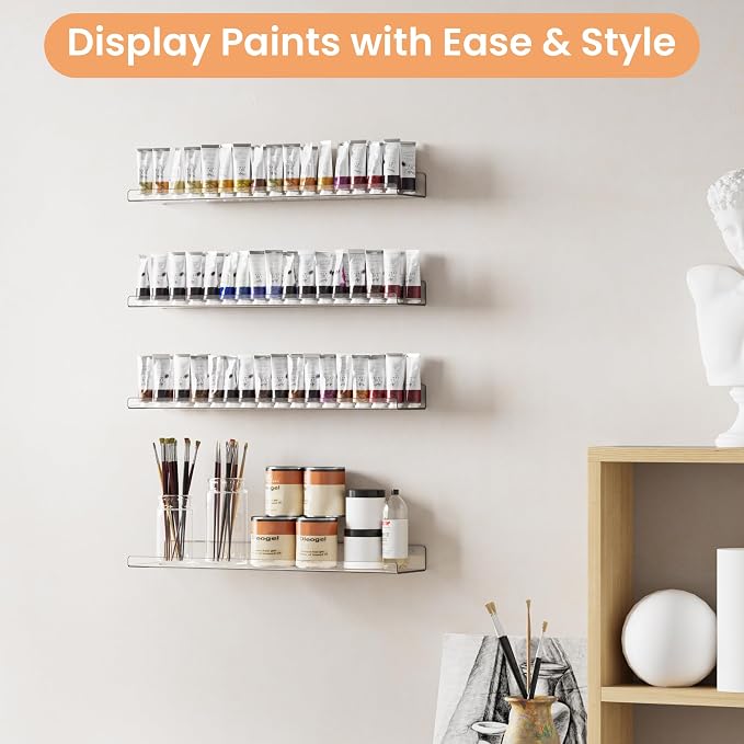 upsimples 23.6" Acrylic Shelves for Wall Storage and Organizer, 2 Pcs