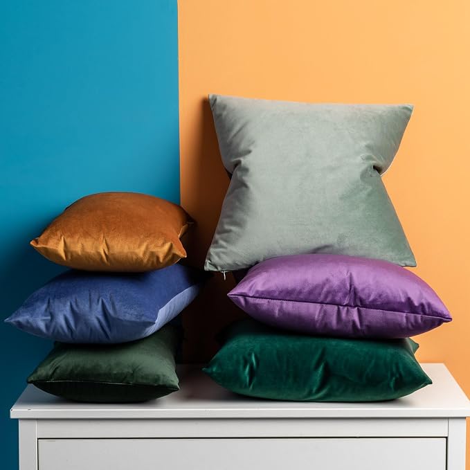 JUSPURBET 22x22 Decorative Velvet Throw Pillow Covers Set of 2,Dark Green