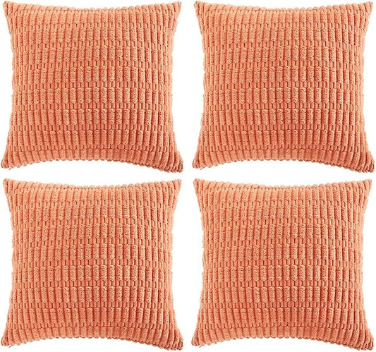 Fancy Homi 4 Packs Decorative Throw Pillow Covers for Living Room Couch Bed, Modern Farmhouse Boho Home Décor Accent Cushion Case, 26" x 26", Coral
