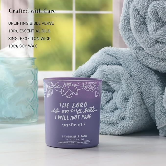 Christian Art Gifts Soy Wax Scented Candle: Lavender & Sage Scent