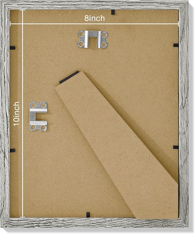 Vittanly 8x10 Picture Frames Set of 9 for Wall or Tabletop Display, Grey | Display Pictures 5x7 with Mat or 8x10 without Mat, Small Photo Frames, Engineered Wood with Shatter Resistant Plexiglass